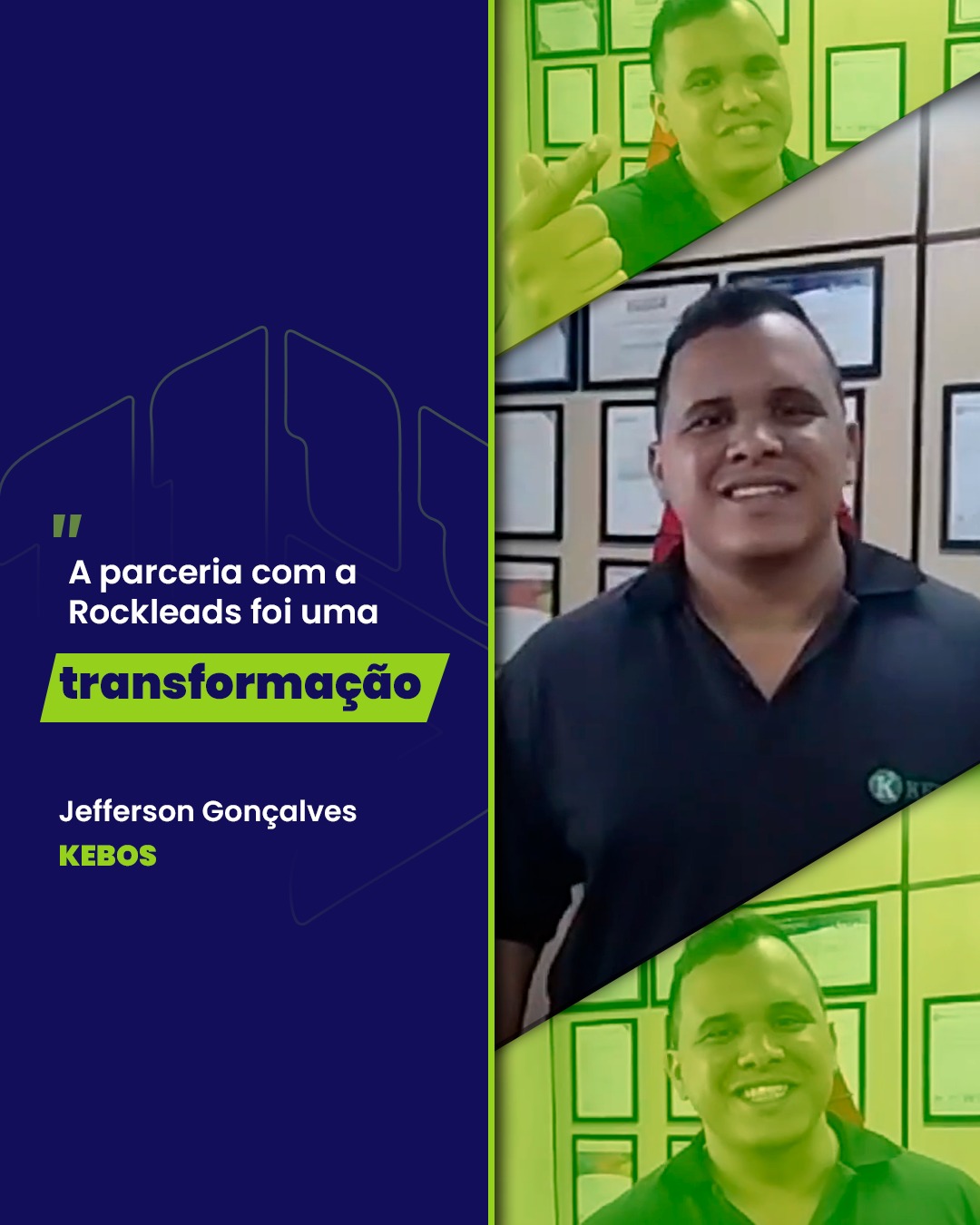 Depoimento da Kebos sobre a parceria com a Rock Leads, gerando 15 vezes de retorno sobre investimento em Google Ads e performance digital. (clicando na imagem visitante é direcionado para depoimento completo responsável pela empresa: Kebos)